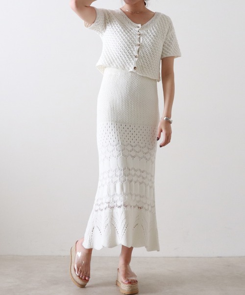 Cheek（チーク）の「透かし編ニットカーディガン（カーディガン/ボレロ・レディース・オフホワイト/イエロー/ラベンダー・MEDIUM）」の19枚目の写真