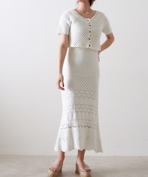 Cheek（チーク）の「透かし編ニットカーディガン（カーディガン/ボレロ・レディース・オフホワイト/イエロー/ラベンダー・MEDIUM）」の20枚目の写真