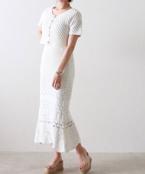 Cheek（チーク）の「透かし編ニットカーディガン（カーディガン/ボレロ・レディース・オフホワイト/イエロー/ラベンダー・MEDIUM）」の21枚目の写真