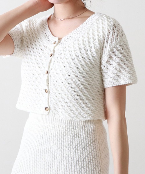 Cheek（チーク）の「透かし編ニットカーディガン（カーディガン/ボレロ・レディース・オフホワイト/イエロー/ラベンダー・MEDIUM）」の22枚目の写真