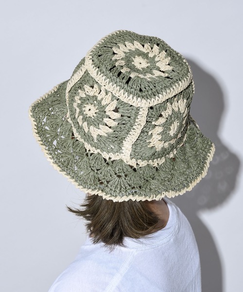 CALIFORNIA OUTFITTERS（カリフォルニア アウトフィッターズ）の「フラワークロシェ編みペーパーハット（ハット・レディース・ブラック/ベージュ/グリーン・ONE SIZE）」の7枚目の写真
