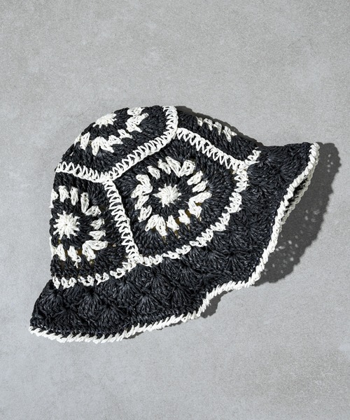 CALIFORNIA OUTFITTERS（カリフォルニア アウトフィッターズ）の「フラワークロシェ編みペーパーハット（ハット・レディース・ブラック/ベージュ/グリーン・ONE SIZE）」の14枚目の写真