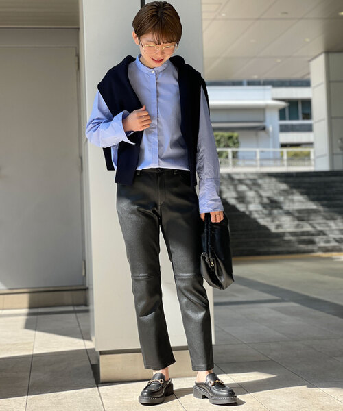 AP STUDIO（エーピーストゥディオ）の「ブラッシュスタンディングカラーシャツ（シャツ/ブラウス・レディース・サックスブルー・FREE）」の4枚目の写真