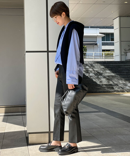 AP STUDIO（エーピーストゥディオ）の「ブラッシュスタンディングカラーシャツ（シャツ/ブラウス・レディース・サックスブルー・FREE）」の5枚目の写真