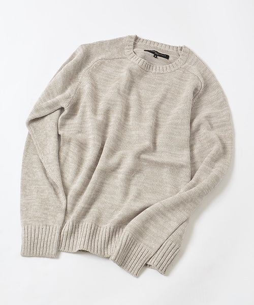 SHIPS JET BLUE（シップスジェットブルー）の「SHIPS GENERAL SUPPLY(シップスジェネラルサプライ):コットンリネンクルーネックニット15SS（ニット/セーター・メンズ・ナチュラル/ダークグレー/ブラック/レッド/コバルトブルー/ダークブルー/グレー/ネイビー/ライトブルー/サンドベージュ/ブルー系その他/ロイヤルブルー/オフホワイト/ブルー・LARGE/SMALL/X-LARGE/MEDIUM）」の4枚目の写真