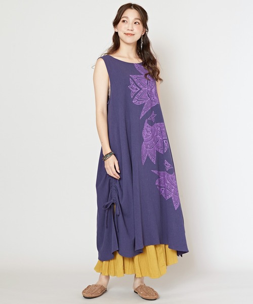 チャイハネ（チャイハネ）の「【チャイハネ】スキナド変形ノースリーブワンピース（ワンピース・レディース・ブラック/ベージュ/グレー/オレンジ/オレンジ系その他/ホワイト/ブルー系その他/グレー系その他/カーキ/ネイビー/マスタード・FREE）」の8枚目の写真