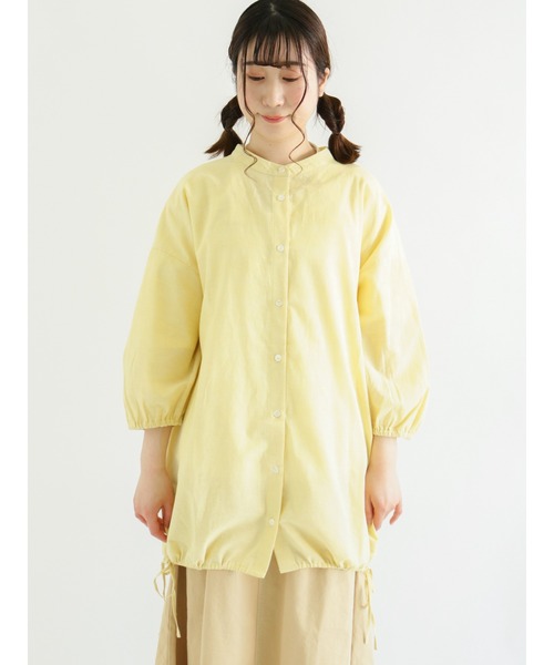 Samansa Mos2 チュニック 「WaterlessLinen」前後着リボン