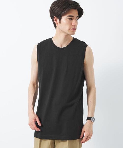 green label relaxing(グリーンレーベルリラクシング)の「SC ドライコットン ノースリーブ Tシャツ -吸水速乾-(タンクトップ・メンズ・ホワイト/ライトグレー/ブラック・S/XXL/L/XL/M)」の2枚目の写真