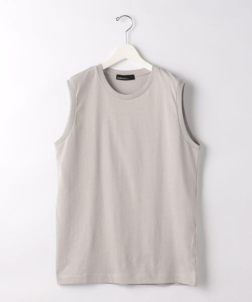 green label relaxing(グリーンレーベルリラクシング)の「SC ドライコットン ノースリーブ Tシャツ -吸水速乾-(タンクトップ・メンズ・ホワイト/ライトグレー/ブラック・S/XXL/L/XL/M)」の5枚目の写真