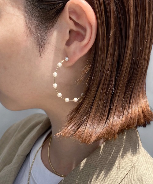 ISS(イズ)の「ISS イズ : ニッケルフリー ビッグフープパールピアス(ピアス(両耳用)・レディース・ゴールド/シルバー・FREE)」の8枚目の写真