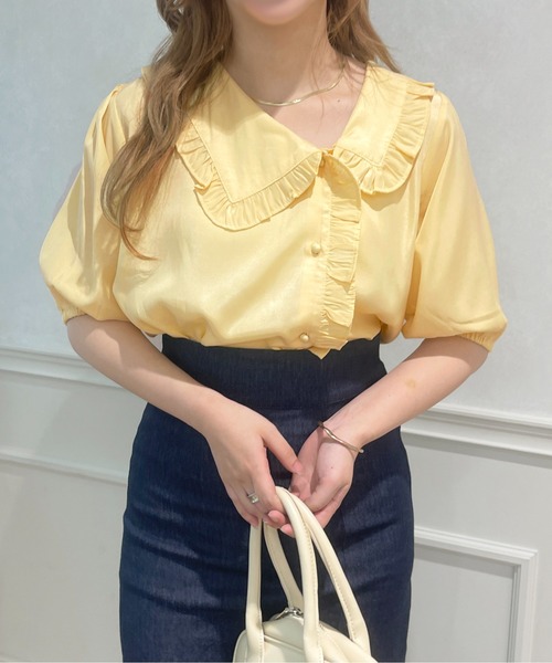 apres jour(アプレジュール)の「アシンメトリーフリルブラウス【ZOZOTOWN限定アイテム】(シャツ/ブラウス・レディース・オフホワイト/サックスブルー/その他/ライトイエロー/ピンクベージュ・X-LARGE/フリー)」の3枚目の写真