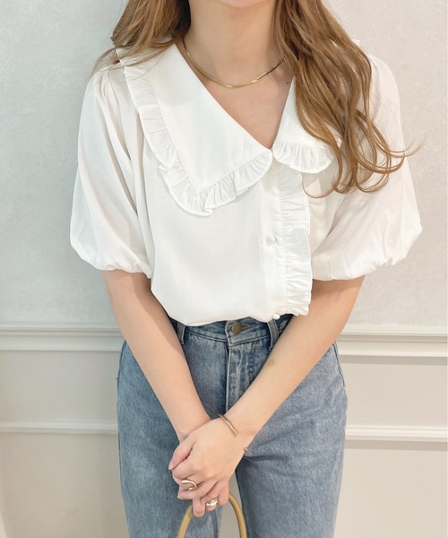 apres jour(アプレジュール)の「アシンメトリーフリルブラウス【ZOZOTOWN限定アイテム】(シャツ/ブラウス・レディース・オフホワイト/サックスブルー/その他/ライトイエロー/ピンクベージュ・X-LARGE/フリー)」の7枚目の写真