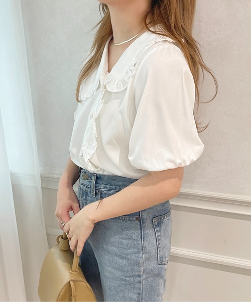 apres jour(アプレジュール)の「アシンメトリーフリルブラウス【ZOZOTOWN限定アイテム】(シャツ/ブラウス・レディース・オフホワイト/サックスブルー/その他/ライトイエロー/ピンクベージュ・X-LARGE/フリー)」の8枚目の写真