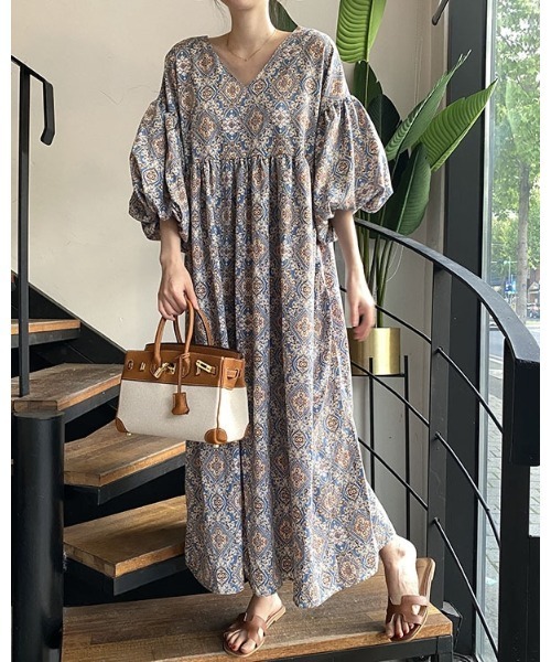 セール エスニック総柄ロングボリュームワンピース ワンピース Ritzy リッツィー のファッション通販 Zozotown