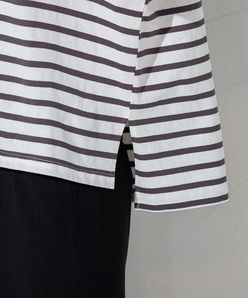socolla(ソコラ)の「【socolla】切替えボーダーポロTシャツ ≪手洗い可能≫(ポロシャツ・レディース・チャコールグレー/ネイビー/ボルドー・M)」の16枚目の写真