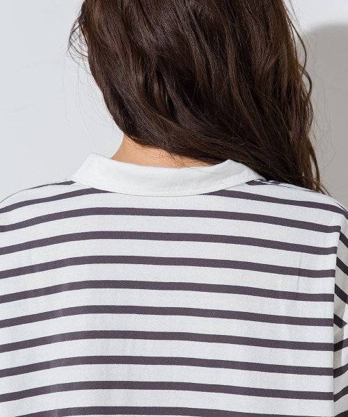socolla(ソコラ)の「【socolla】切替えボーダーポロTシャツ ≪手洗い可能≫(ポロシャツ・レディース・チャコールグレー/ネイビー/ボルドー・M)」の17枚目の写真