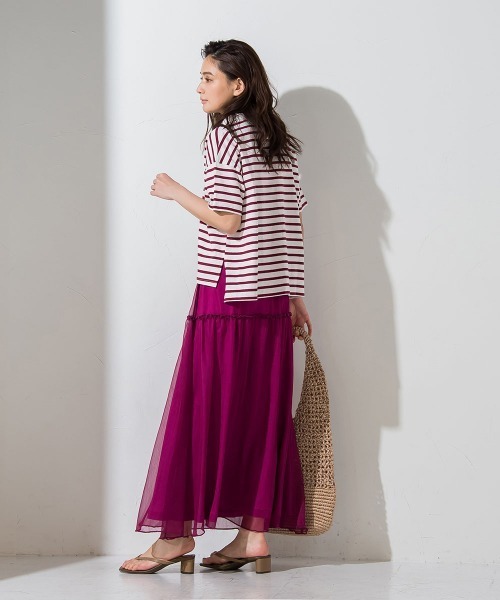 socolla(ソコラ)の「【socolla】切替えボーダーポロTシャツ ≪手洗い可能≫(ポロシャツ・レディース・チャコールグレー/ネイビー/ボルドー・M)」の21枚目の写真