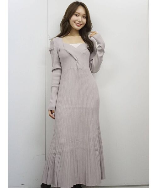 MERCURYDUO（マーキュリーデュオ）の「2WAYオープンショルダーリブニットワンピース（ワンピース・レディース・ブラウン/ダークブラウン/ベビーピンク・SMALL/MEDIUM）」の3枚目の写真