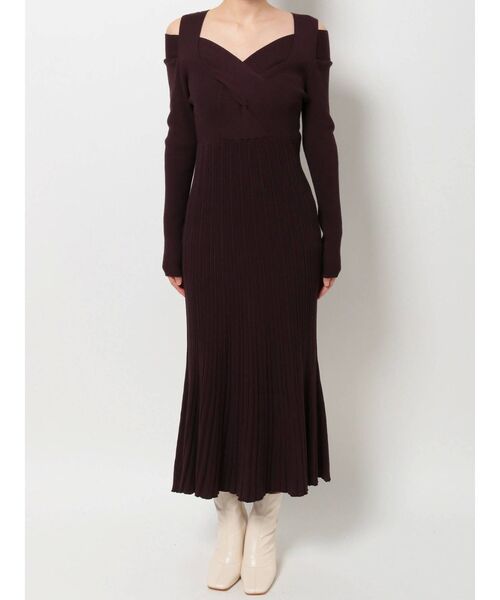 MERCURYDUO（マーキュリーデュオ）の「2WAYオープンショルダーリブニットワンピース（ワンピース・レディース・ブラウン/ダークブラウン/ベビーピンク・SMALL/MEDIUM）」の21枚目の写真