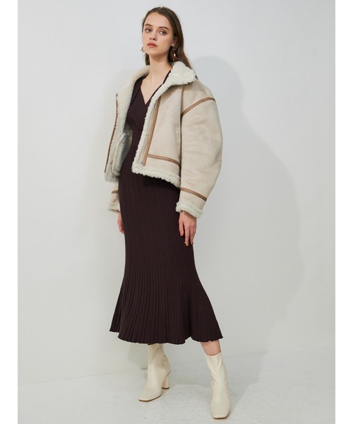 MERCURYDUO（マーキュリーデュオ）の「2WAYオープンショルダーリブニットワンピース（ワンピース・レディース・ブラウン/ダークブラウン/ベビーピンク・SMALL/MEDIUM）」の15枚目の写真