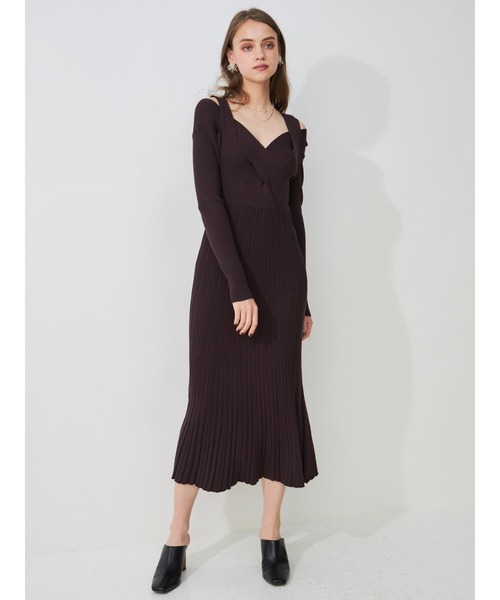 MERCURYDUO（マーキュリーデュオ）の「2WAYオープンショルダーリブニットワンピース（ワンピース・レディース・ブラウン/ダークブラウン/ベビーピンク・SMALL/MEDIUM）」の11枚目の写真