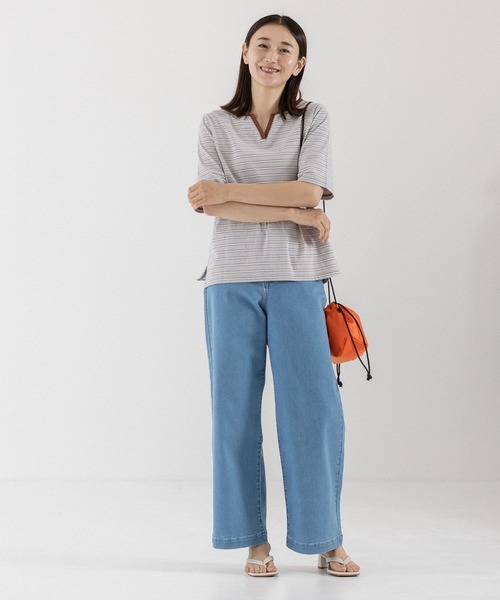 LEPSIM（レプシィム）の「マルチボーダーカットソー　294985（Tシャツ/カットソー・レディース・グレイッシュベージュ/ブルー/ピンク/ネイビー・FREE）」の5枚目の写真