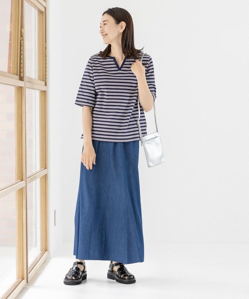 LEPSIM（レプシィム）の「マルチボーダーカットソー　294985（Tシャツ/カットソー・レディース・グレイッシュベージュ/ブルー/ピンク/ネイビー・FREE）」の12枚目の写真