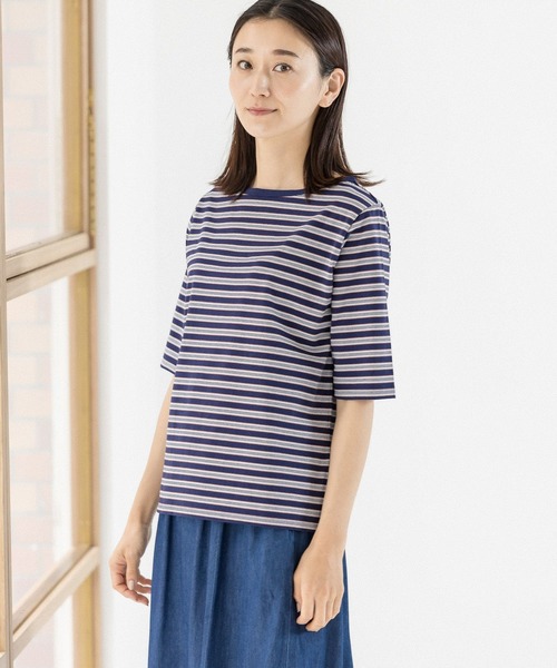 LEPSIM（レプシィム）の「マルチボーダーカットソー　294985（Tシャツ/カットソー・レディース・グレイッシュベージュ/ブルー/ピンク/ネイビー・FREE）」の13枚目の写真