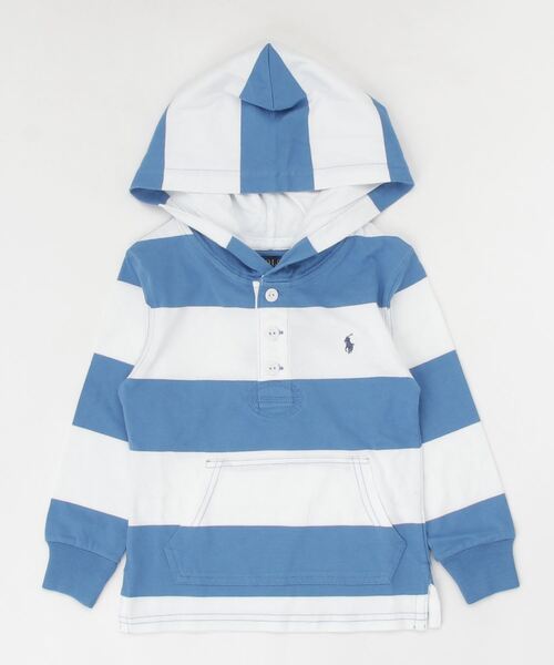 POLO RALPH LAUREN CHILDRENSWEAR(ポロ ラルフ ローレン チルドレンズウェア)の「ストライプド ジャージー フーデッド ラグビー シャツ(パーカー・キッズ・マルチ・4/6/7)」の3枚目の写真
