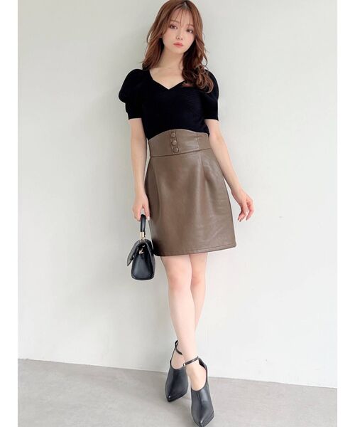 RESEXXY（リゼクシー）の「ウエストコルセットミニスカート（スカート・レディース・ブラック/ブラウン/グリーン・FREE）」の4枚目の写真