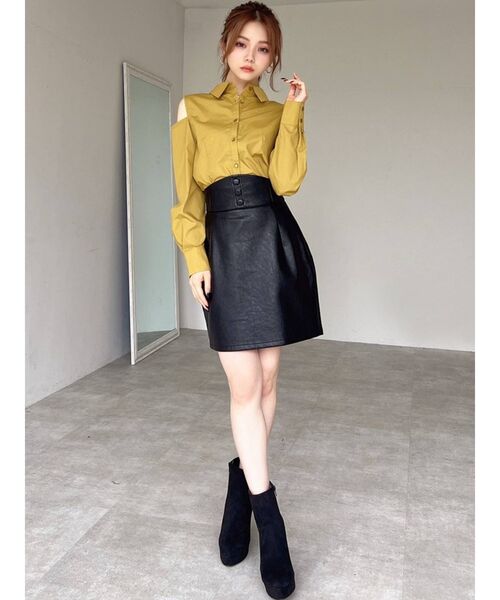 RESEXXY（リゼクシー）の「ウエストコルセットミニスカート（スカート・レディース・ブラック/ブラウン/グリーン・FREE）」の5枚目の写真