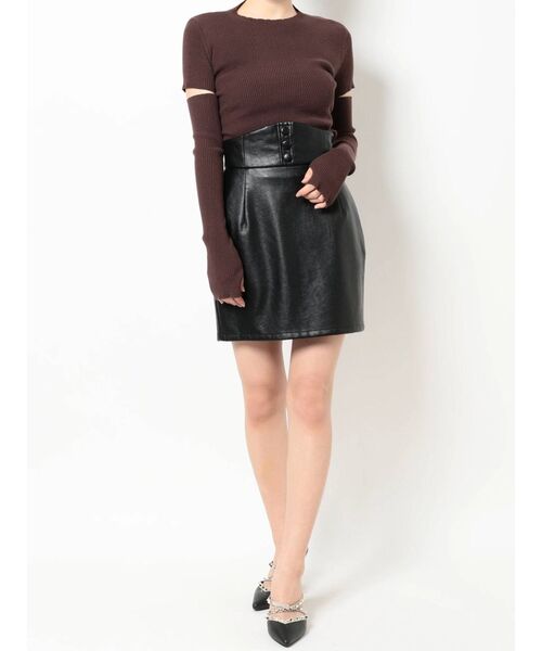 RESEXXY（リゼクシー）の「ウエストコルセットミニスカート（スカート・レディース・ブラック/ブラウン/グリーン・FREE）」の6枚目の写真