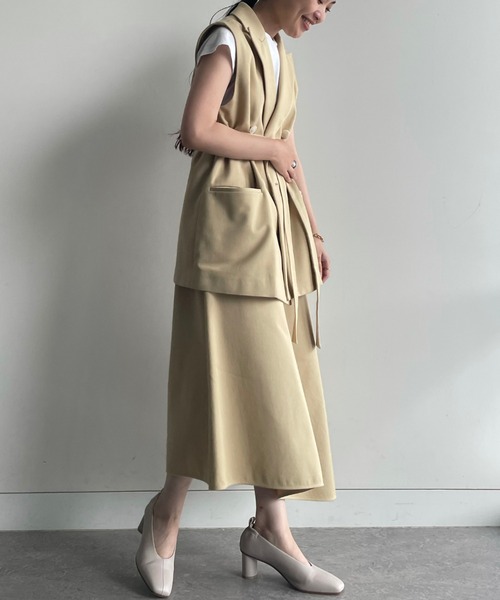 【新品未使用】BEAMS Demi-Luxe オリーブグリーン フレアスカート 新品未使用】BEAMS Demi-Luxe オリーブグリーン フレアスカート