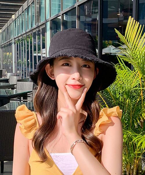 Auntie Rosa（アンティローザ）の「シンプルフリンジバケハ（ハット・レディース・ホワイト/ブラック・FREE）」の5枚目の写真