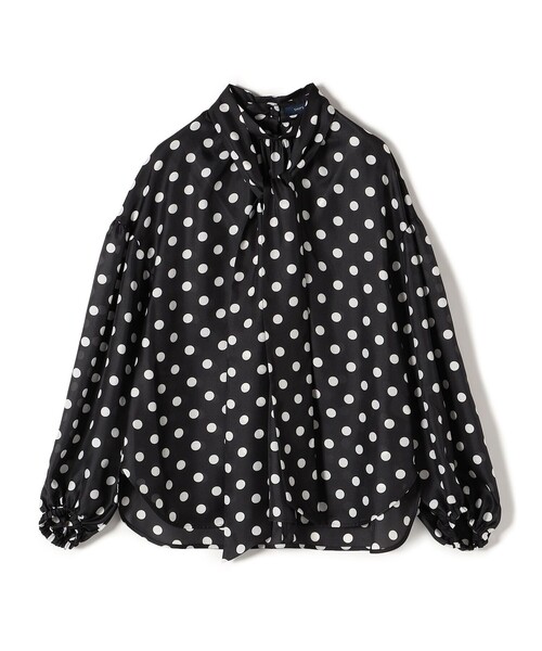 シップス♡ポルカドットブラウス　＊リボンタイ無し＊ ブラック ポルカドット・ジョーゼットブラウス/DoCLASSE