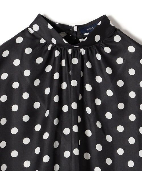 シップス♡ポルカドットブラウス　＊リボンタイ無し＊ ブラック SHIPS（シップス）の「〈手洗い可能〉ポルカドットボウタイブラウス
