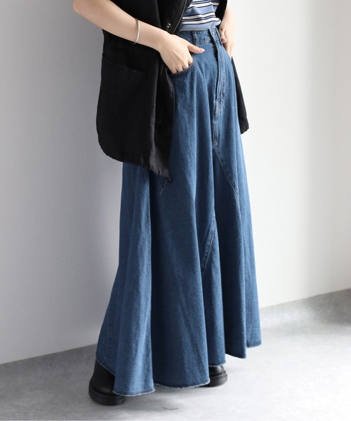 cepo（セポ）の「ボリュームフレアーデニムスカート　セットアップ可能（デニムスカート・レディース・ネイビー/ブルー系2・S/M）」の16枚目の写真