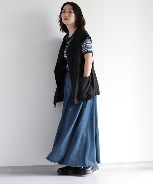 cepo（セポ）の「ボリュームフレアーデニムスカート　セットアップ可能（デニムスカート・レディース・ネイビー/ブルー系2・S/M）」の3枚目の写真