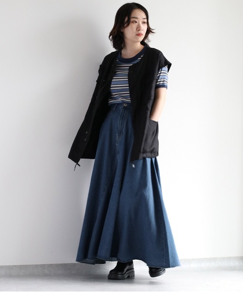 cepo（セポ）の「ボリュームフレアーデニムスカート　セットアップ可能（デニムスカート・レディース・ネイビー/ブルー系2・S/M）」の21枚目の写真