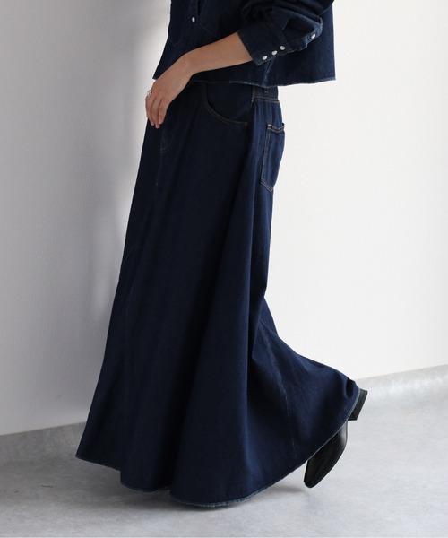 cepo（セポ）の「ボリュームフレアーデニムスカート　セットアップ可能（デニムスカート・レディース・ネイビー/ブルー系2・S/M）」の11枚目の写真