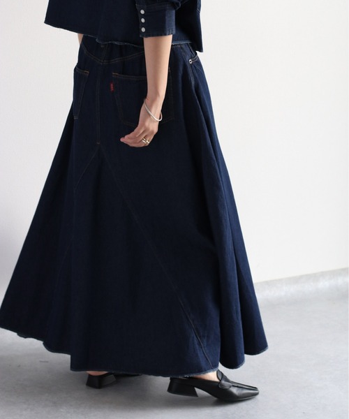 cepo（セポ）の「ボリュームフレアーデニムスカート　セットアップ可能（デニムスカート・レディース・ネイビー/ブルー系2・S/M）」の8枚目の写真