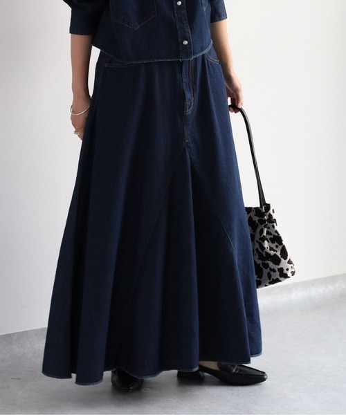 cepo（セポ）の「ボリュームフレアーデニムスカート　セットアップ可能（デニムスカート・レディース・ネイビー/ブルー系2・S/M）」の14枚目の写真