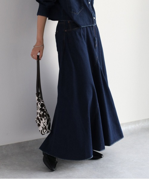 cepo（セポ）の「ボリュームフレアーデニムスカート　セットアップ可能（デニムスカート・レディース・ネイビー/ブルー系2・S/M）」の6枚目の写真
