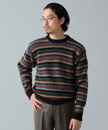 MACALASTAIR | Macalastair × BEAMS F / マルチボーダー クルーネックニット(ニット/セーター)