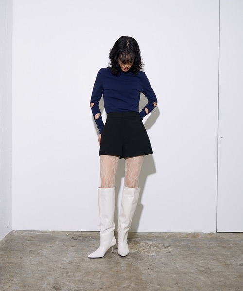 4youstory(フォーユーストーリー)の「【4youstory】カットアウトハイネックロングTシャツ(Tシャツ/カットソー・レディース・グレー/ネイビー/イエロー・FREE)」の11枚目の写真