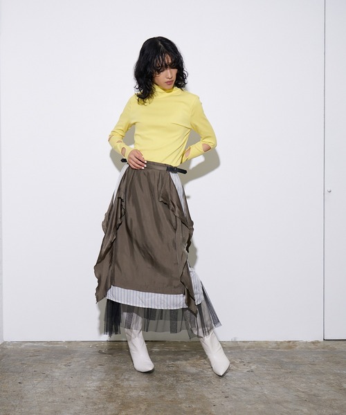 4youstory(フォーユーストーリー)の「【4youstory】カットアウトハイネックロングTシャツ(Tシャツ/カットソー・レディース・グレー/ネイビー/イエロー・FREE)」の20枚目の写真