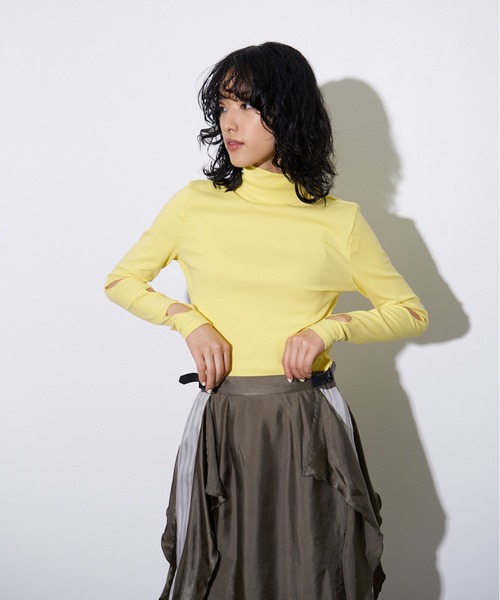 4youstory(フォーユーストーリー)の「【4youstory】カットアウトハイネックロングTシャツ(Tシャツ/カットソー・レディース・グレー/ネイビー/イエロー・FREE)」の18枚目の写真