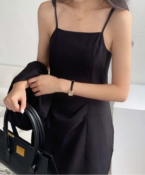 ECLIN（エクラン）の「ショート丈テーラージャケットコンビキャミソールワンピース２点セット（ワンピース・レディース・ブラック/ベージュ/ブラウン・S/M）」の7枚目の写真