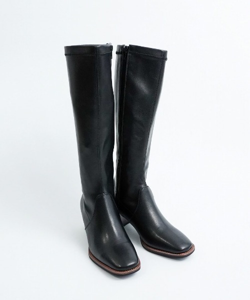 Fabby fabby（ファビィーファビィー）の「スクエアストレッチロングブーツ（ブーツ・レディース・ブラック/ブラウン・SMALL/LARGE/MEDIUM）」の9枚目の写真