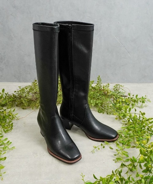 Fabby fabby（ファビィーファビィー）の「スクエアストレッチロングブーツ（ブーツ・レディース・ブラック/ブラウン・SMALL/LARGE/MEDIUM）」の11枚目の写真